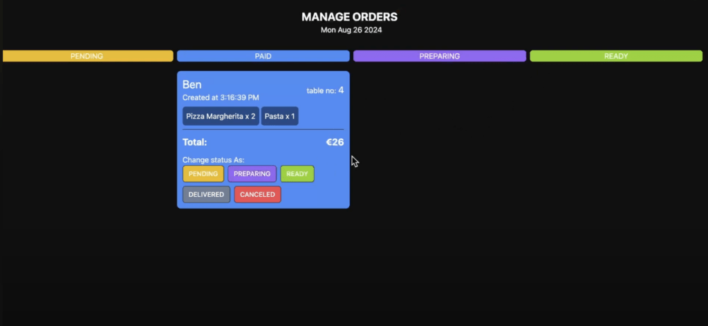 restaurant orders management